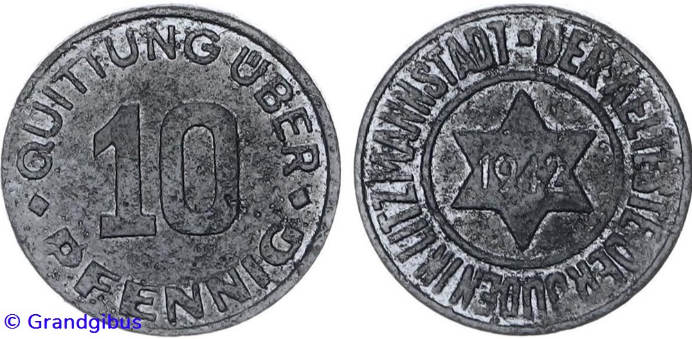 Ghetto de Litzmannstadt - 10 Pfennig 1942 (2ème type) 3 monnaies monde allemagne ghetto de litzmannstadt 10 pfennig 1942 2eme type