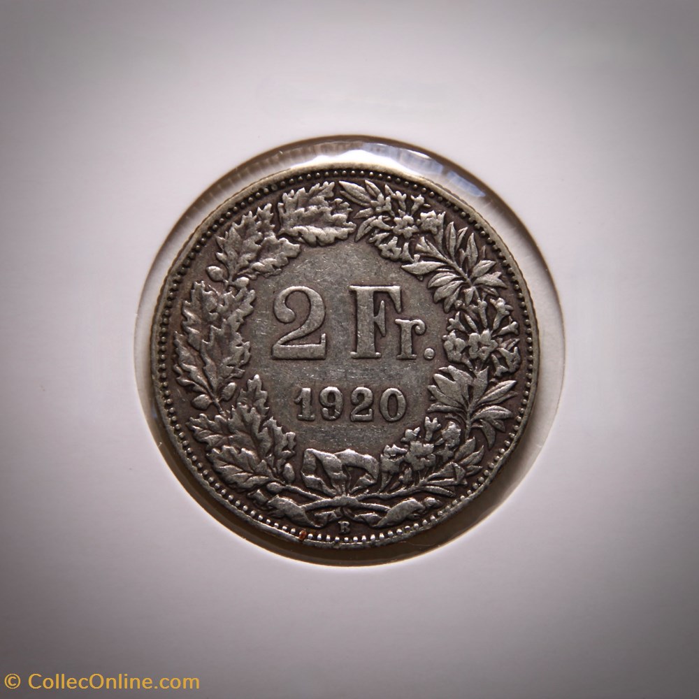 2 Francs 1920 B Helvetia debout monnaies monde suisse 2 francs 1920 b helvetia debout