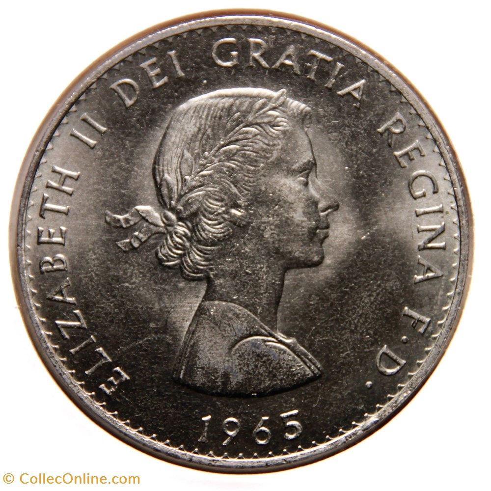 Elizabeth II - 1 Crown, Churchill (1965). monnaies monde royaume uni elizabeth ii 1 crown churchill 1965