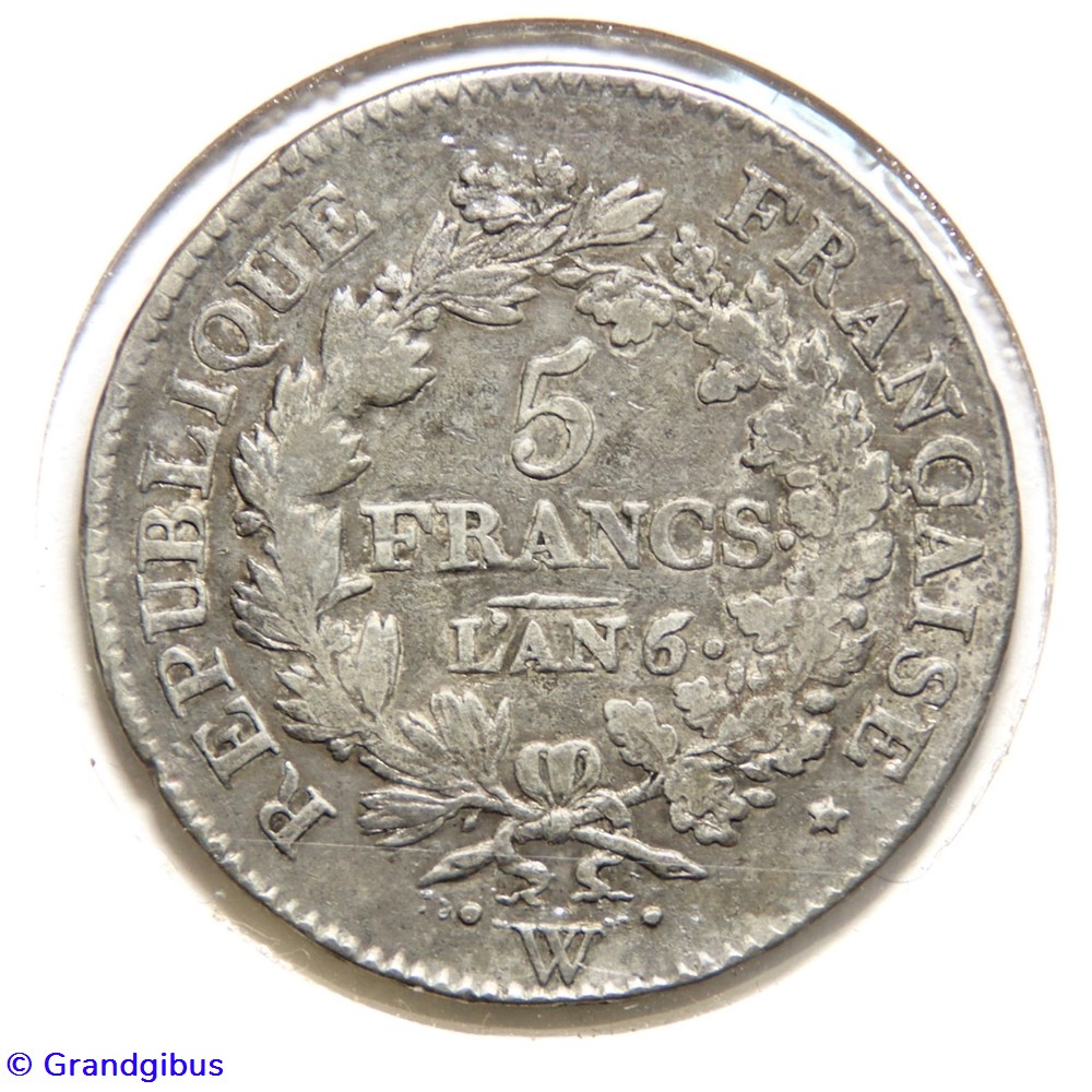 5 Fr, Union et Force. An 6/5 𝐖 (1798). monnaies monde france 5 fr union et force an 6 5 1798