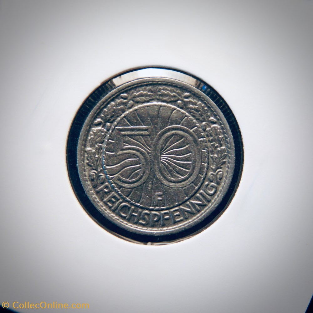monnaies monde allemagne 50 reichspfennig 1928 f