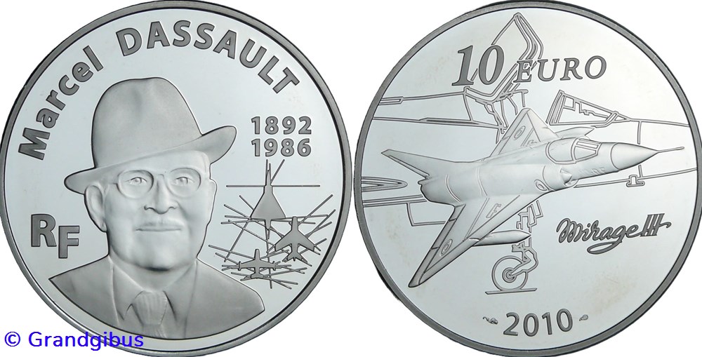monnaies euros france 10 argent 2010 marcel dassault