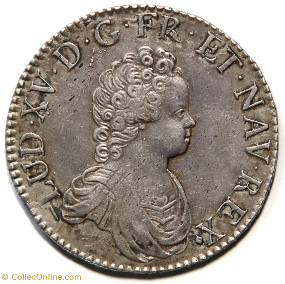 Louis XV 1716W Écu Vertugadin monnaies europe medievale france royales louis xv 1716w ecu vertugadin