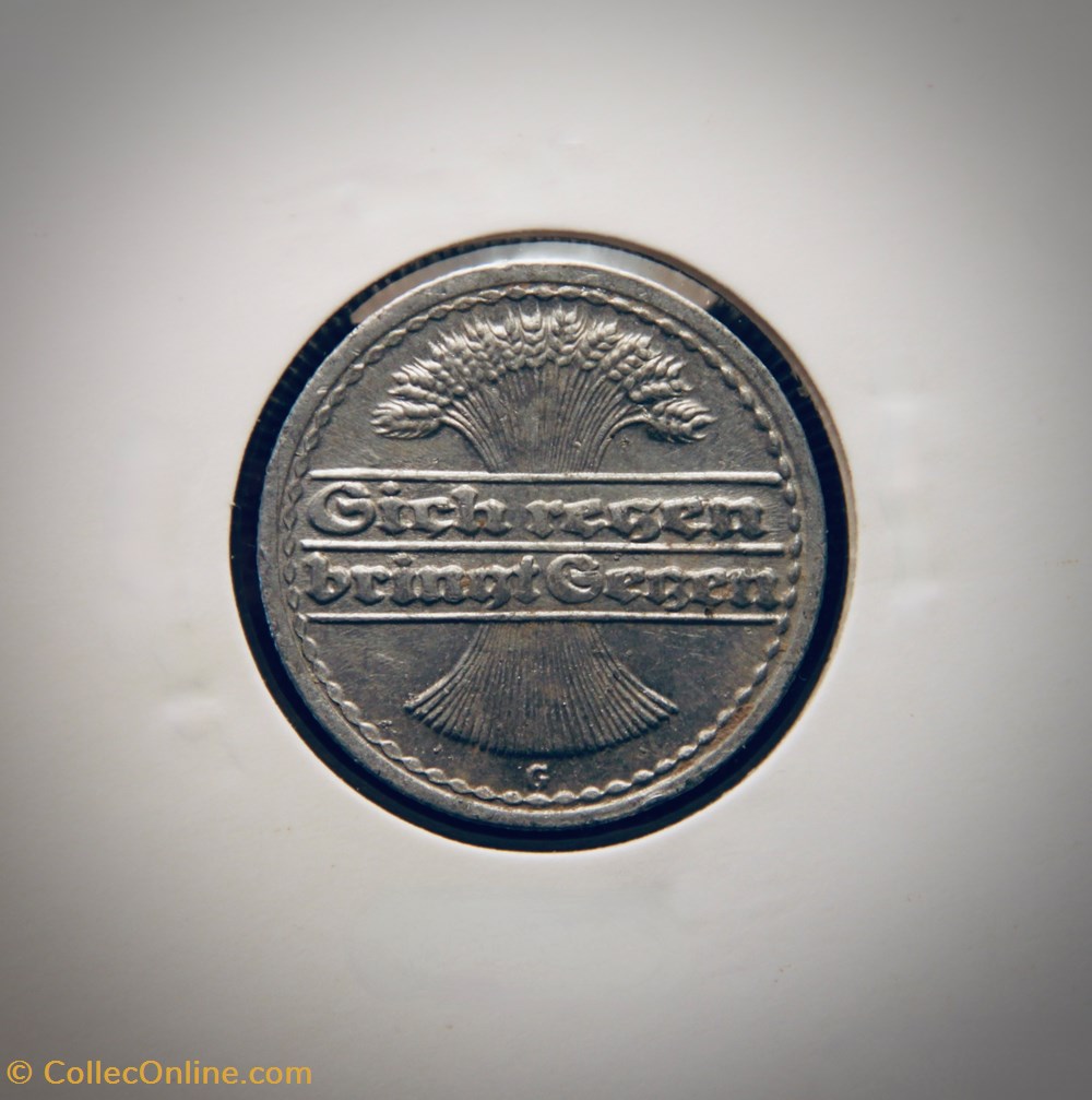 50 Pfennig 1921 G monnaies monde allemagne 50 pfennig 1921 g