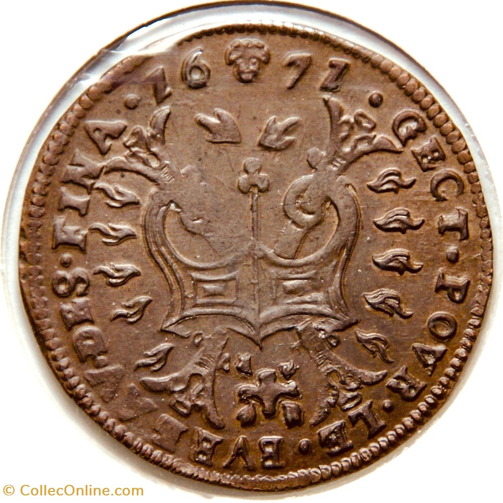 Charles II, Bureau des Finances. 1671 Bruxelles, Cuivre. monnaies paranumismatique jetons poids charles ii bureau des finances 1671 bruxelles cuivre