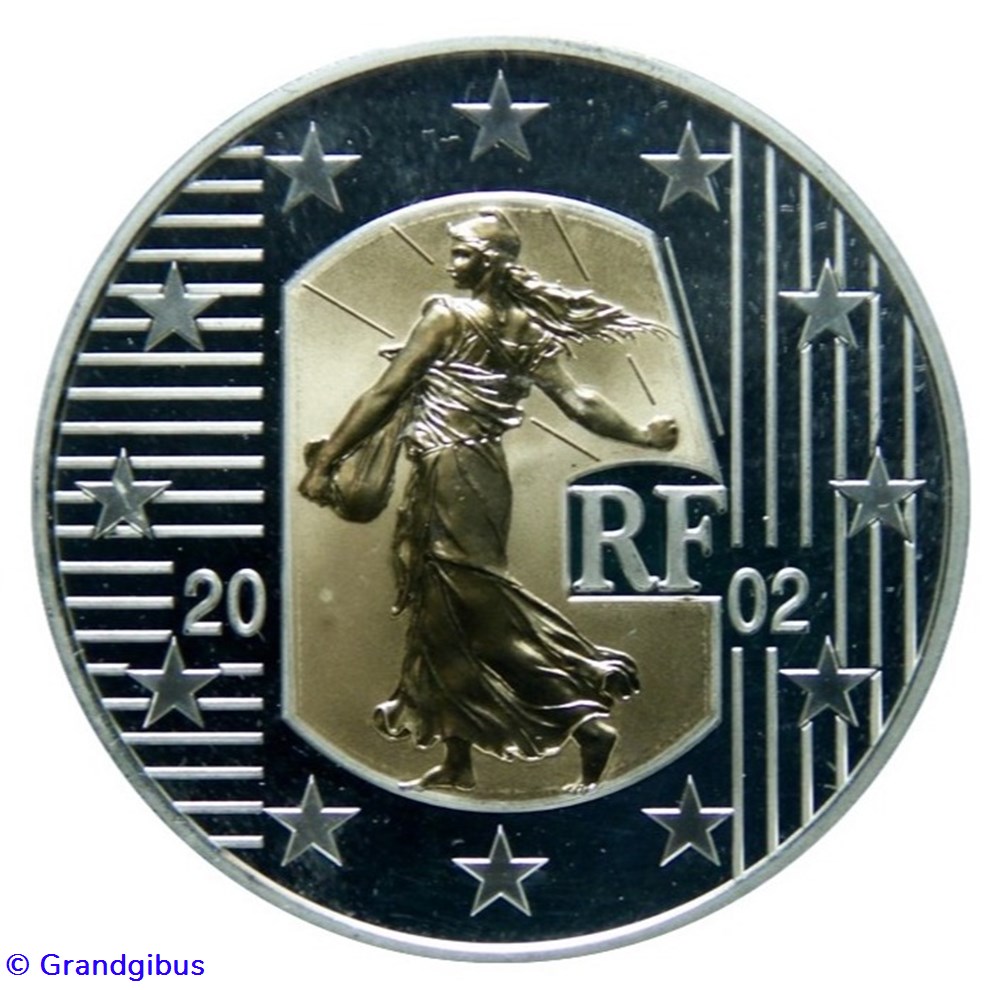 5 € Argent / Or 2002 Merci le Franc monnaies euros france 5 argent or 2002 merci le franc