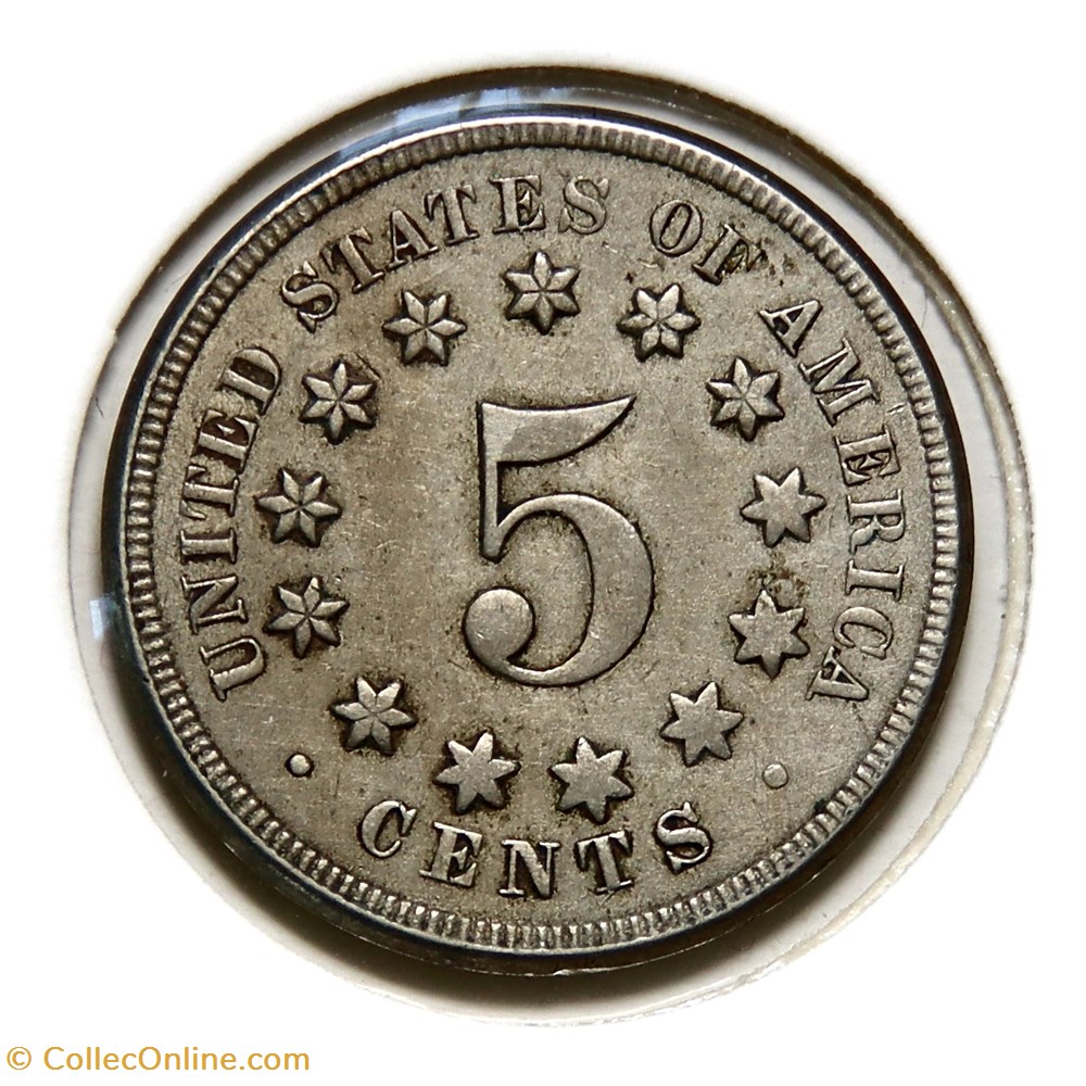 5 Cents - Shield Nickel, 1867 monnaies monde etats unis 5 cents shield nickel 1867