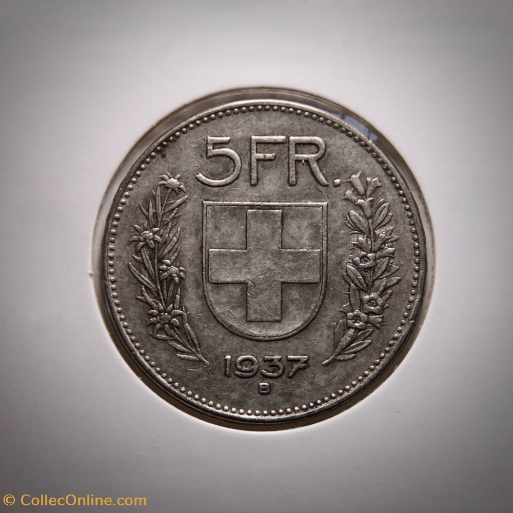 5 Francs 1937 B Berger (p.m) monnaies monde suisse 5 francs 1937 b berger p m