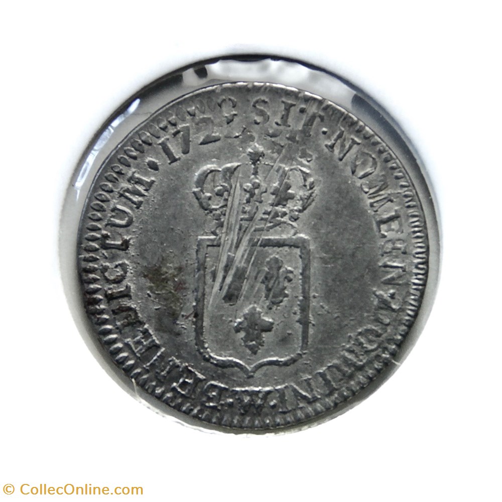 Louis XV 1721W Sixième d'écu de France monnaies europe medievale royales louis xv 1721w sixieme ecu de france