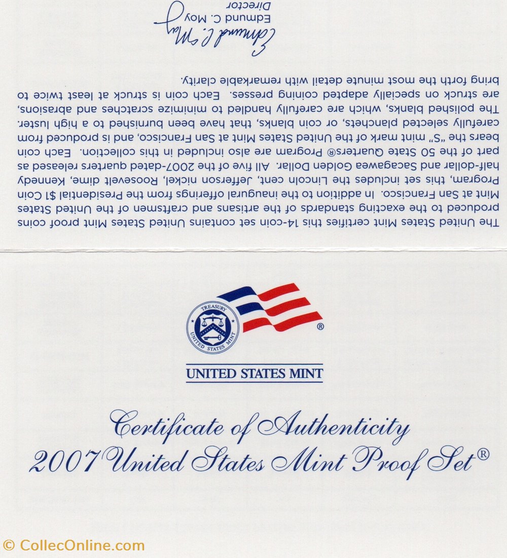 Série 2007 S - US Mint 50 State Quarters Proof 5 monnaies monde etats unis serie 2007 s us mint 50 state quarters proof