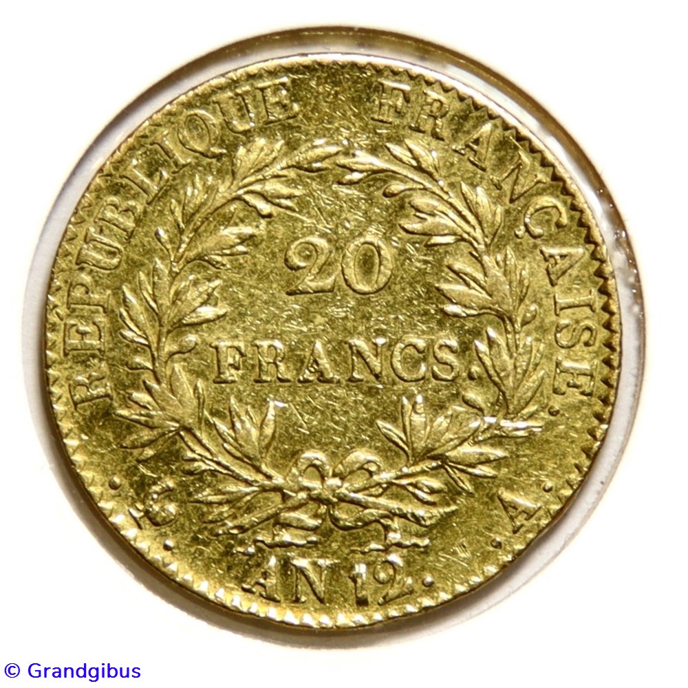 monnaies monde france 20 fr republique francaise an 12 a bonaparte premier consul