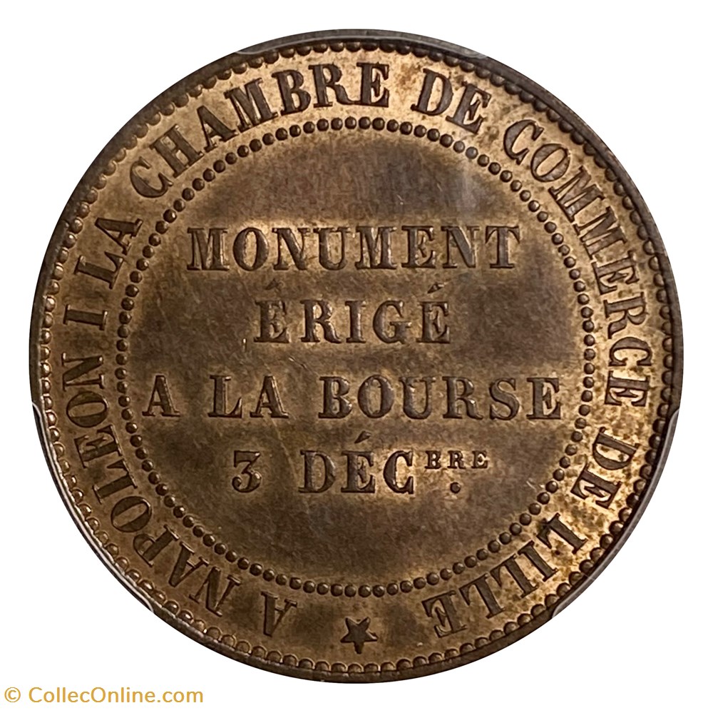 Module de Dix Centimes - Visite à la chambre de commerce de Lille, 1854 monnaies paranumismatique jetons poids module de dix centimes visite a la chambre de commerce de lille 1854