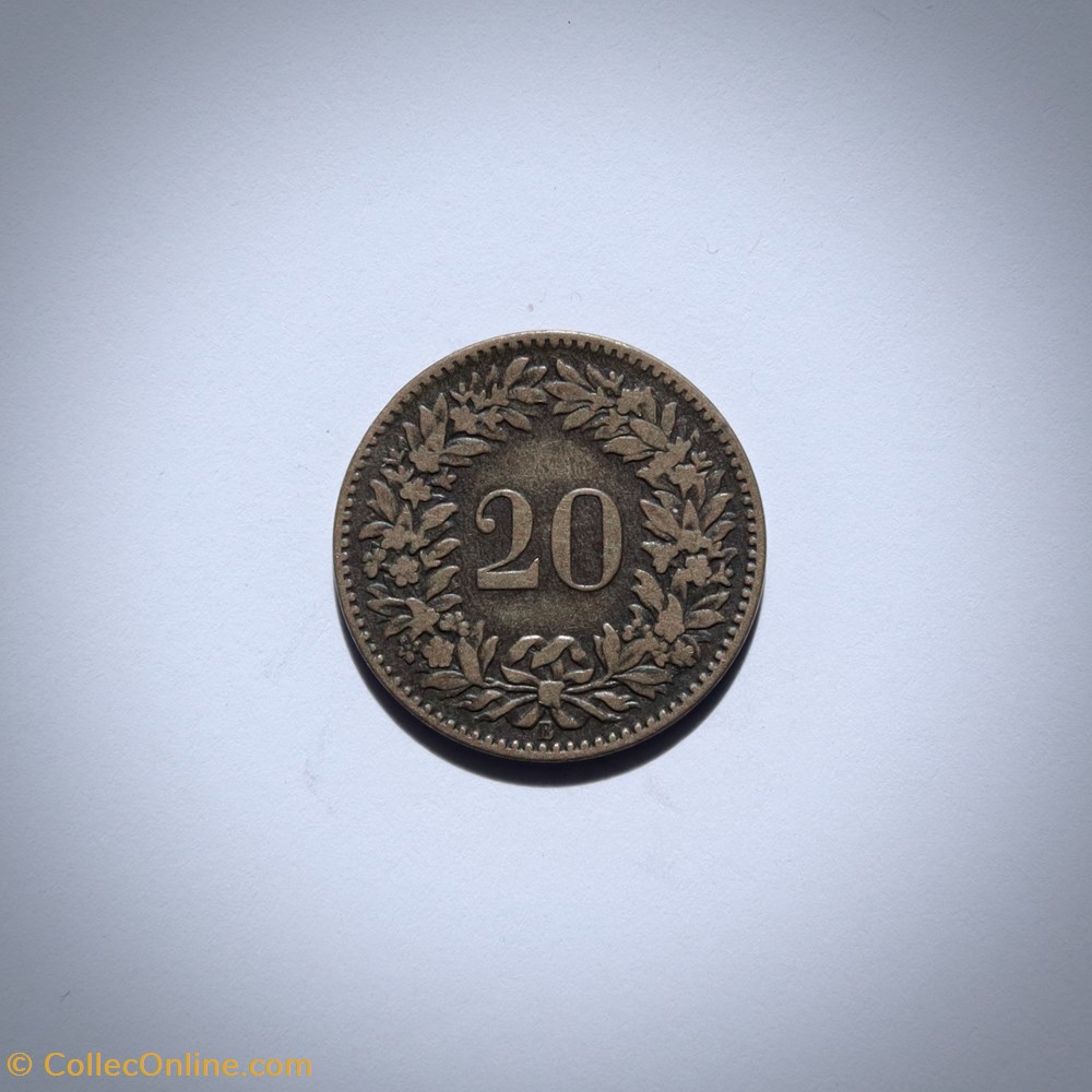 20 Centimes Écusson 1858 B monnaies monde suisse 20 centimes ecusson 1858 b