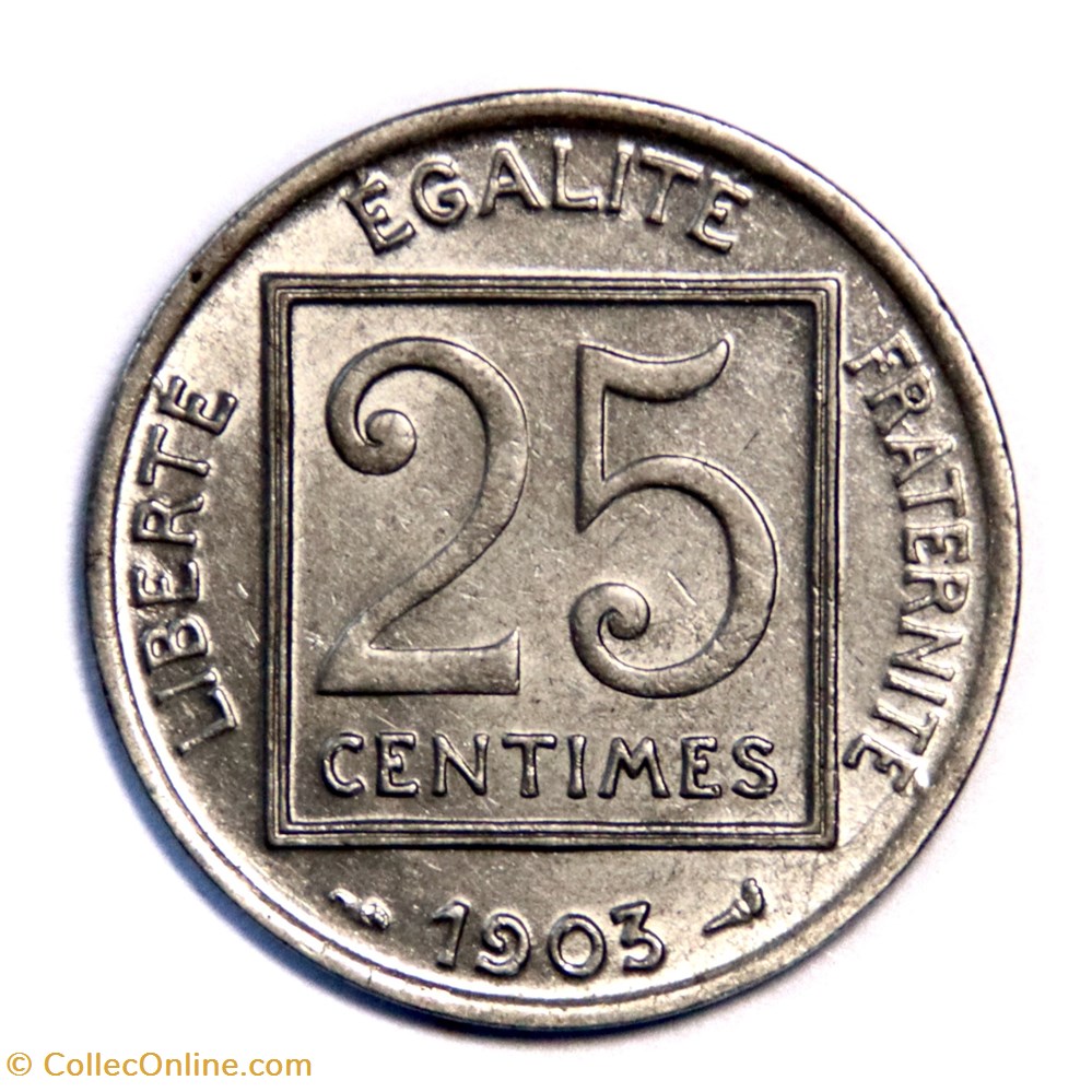 25 centimes Patey 1903, 1er type monnaies monde france 25 centimes patey 1903 1er type