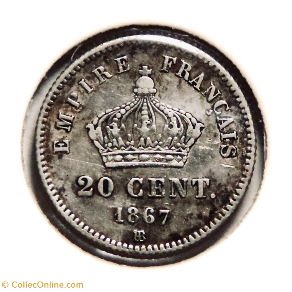 20 Centimes - 1867𝐁𝐁 Napoléon III tête laurée, GM monnaies monde france 20 centimes 1867 napoleon iii tete lauree gm