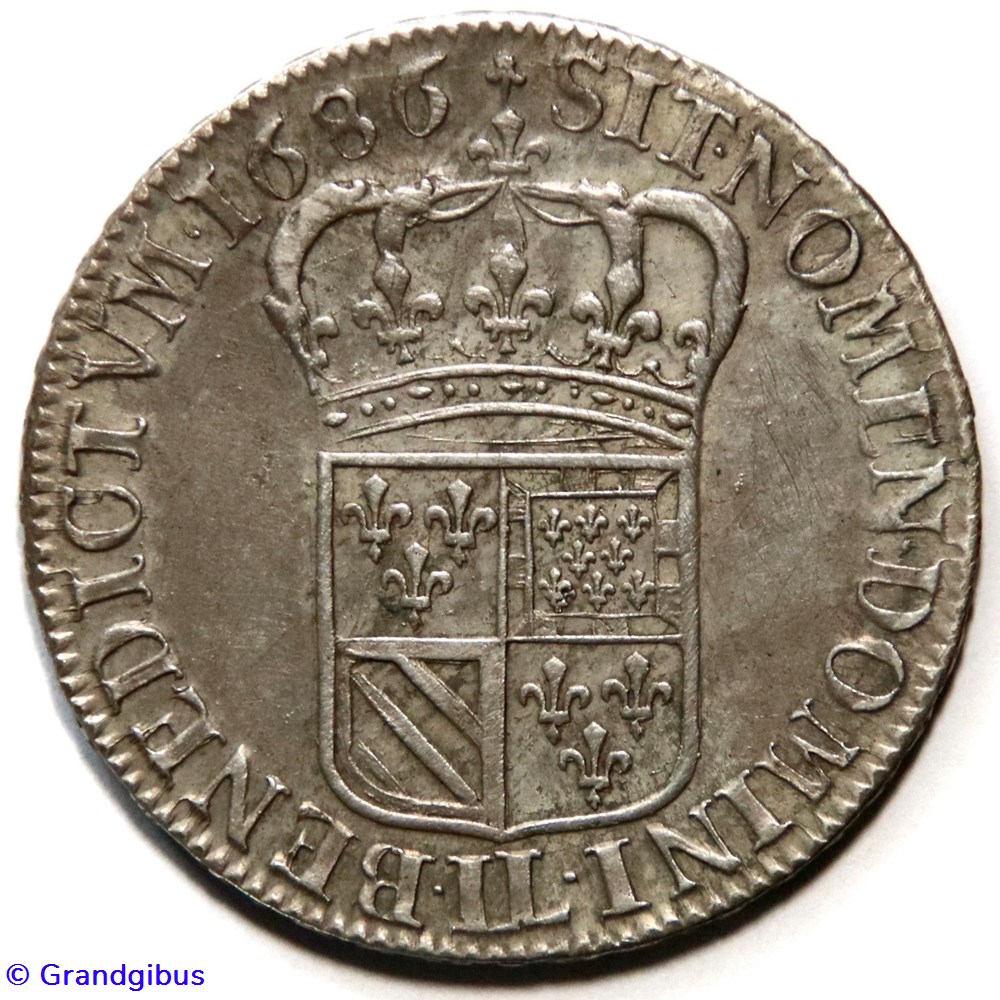 monnaies europe medievale france royales demi ecu de flandre 1686 ll