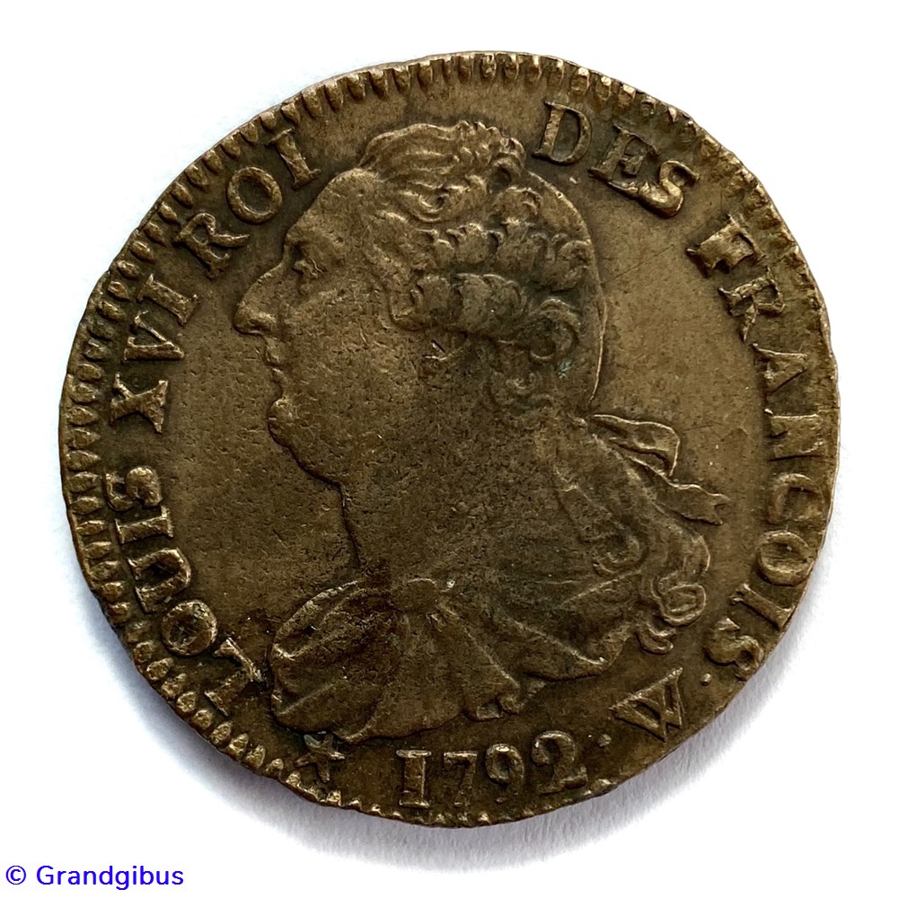 monnaies monde france louis xvi 1792 2 sols au faisceau