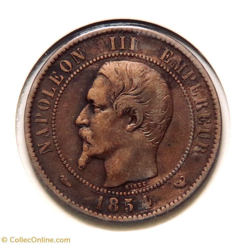 Dix Centimes - 1854 𝐖 Napoléon Ⅲ tête nue monnaies monde france dix centimes 1854 napoleon tete nue