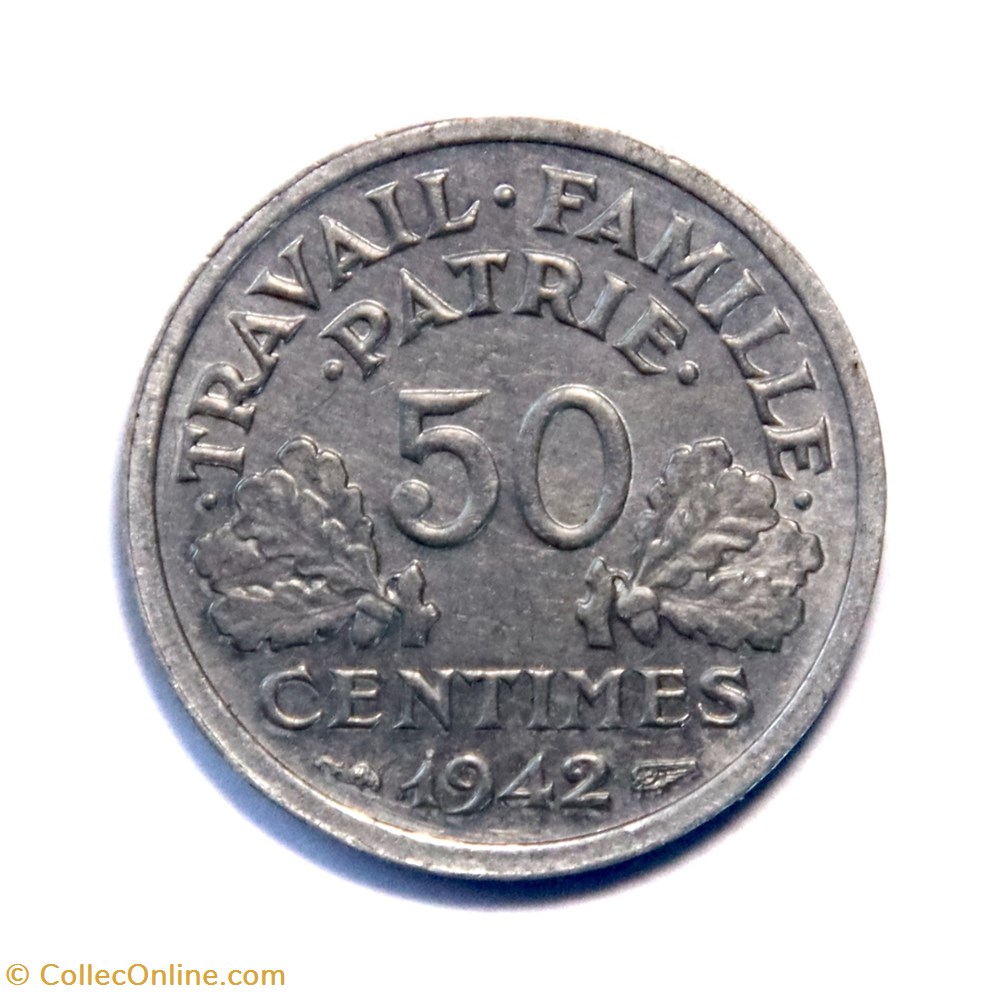 50 centimes Francisque, "lourde" monnaies monde france 50 centimes francisque lourde