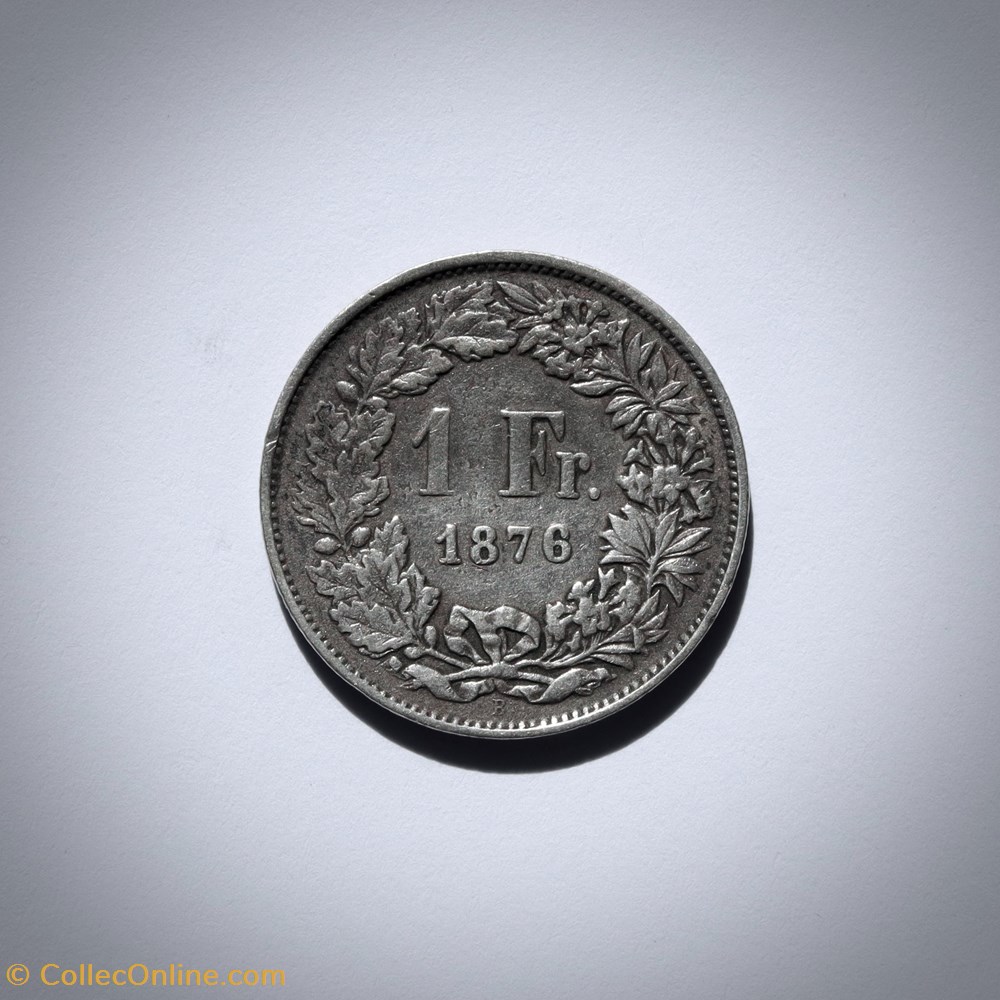 1 Franc 1876 B Helvetia debout monnaies monde suisse 1 franc 1876 b helvetia debout