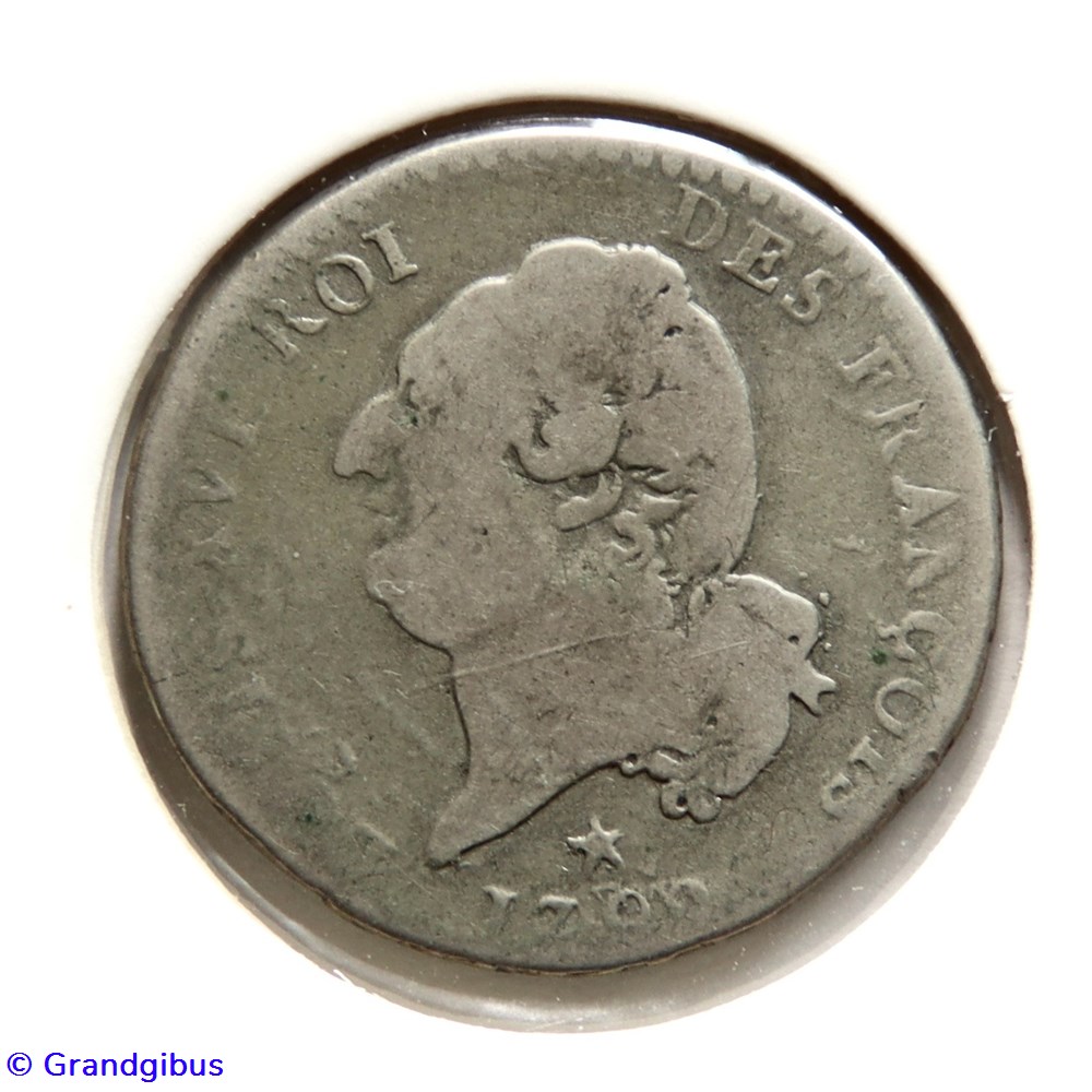 Louis XVI 1792 𝐖 - 15 Sols au génie. monnaies monde france louis xvi 1792 15 sols au genie