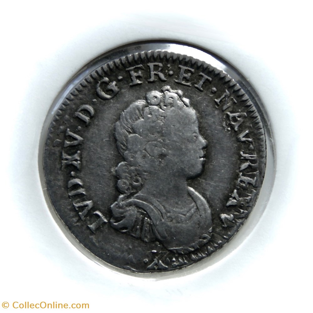 Louis XV 1717K Dixième d'écu Vertugadin monnaies europe medievale france royales louis xv 1717k dixieme ecu vertugadin