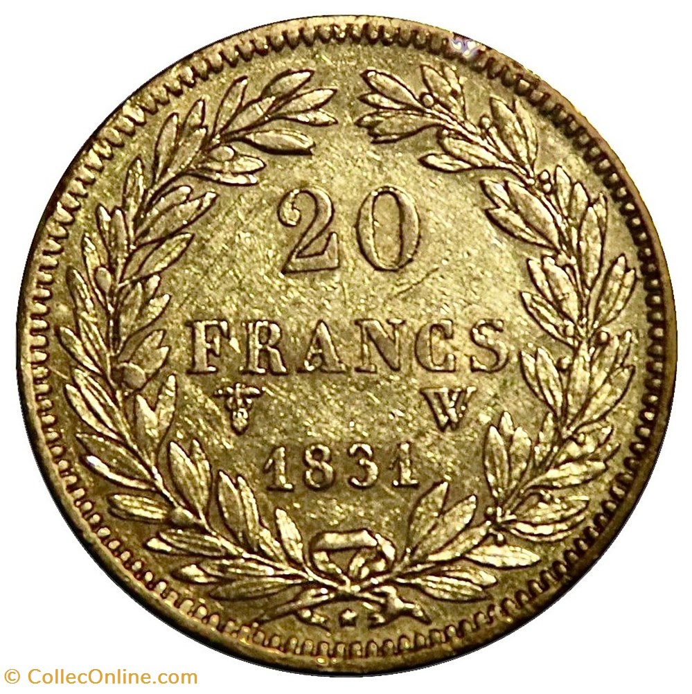 Louis Philippe 1er - 20 Fr, 1831 𝐖 (Tranche en relief) monnaies monde france louis philippe 1er 20 fr 1831 tranche en relief