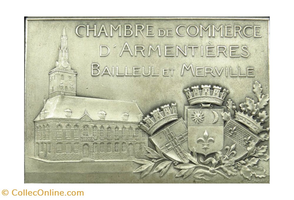medailles france iiieme republique plaquette chambre de commerce armentieres bailleul et merville vers 1920