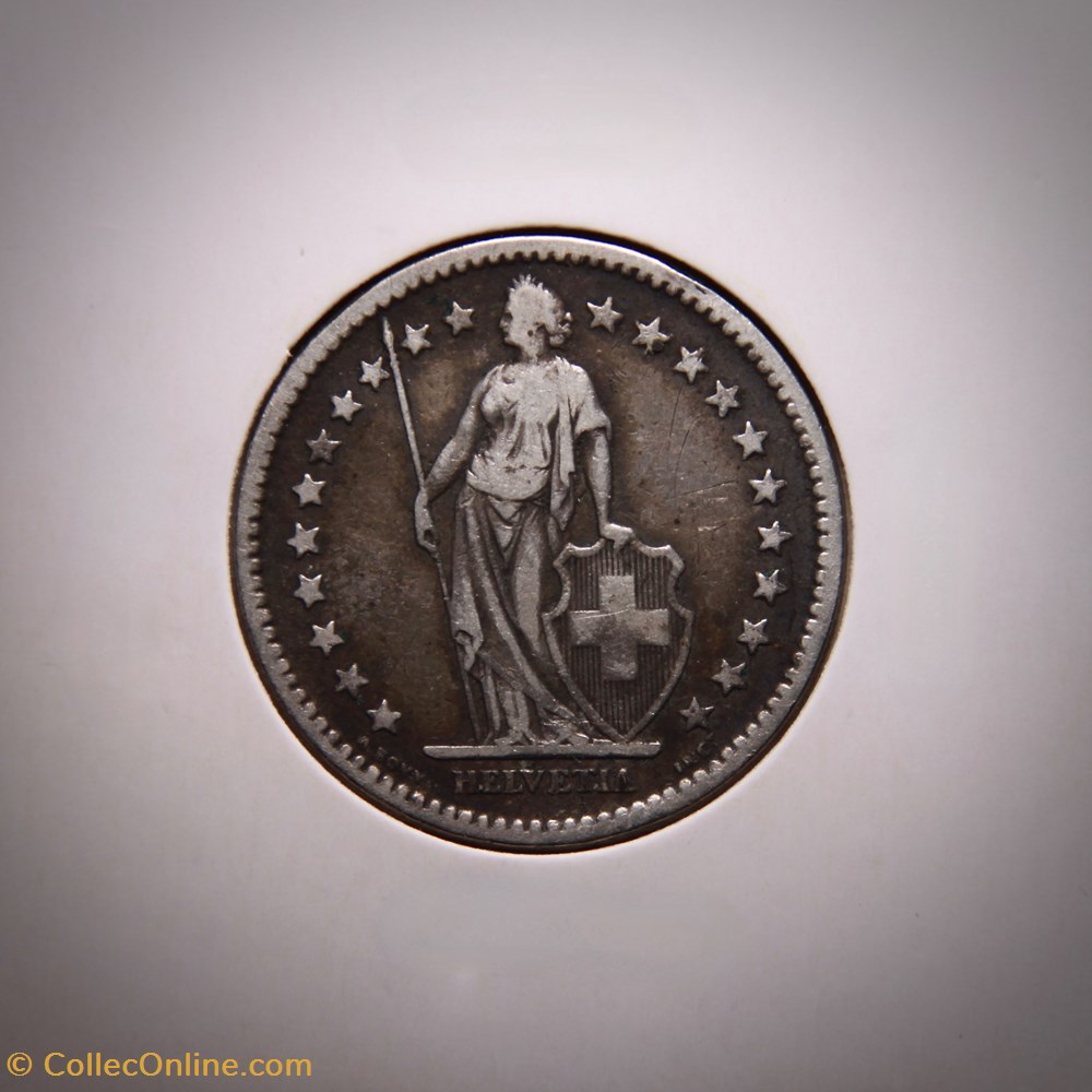 monnaies monde suisse 2 francs 1874 b helvetia debout