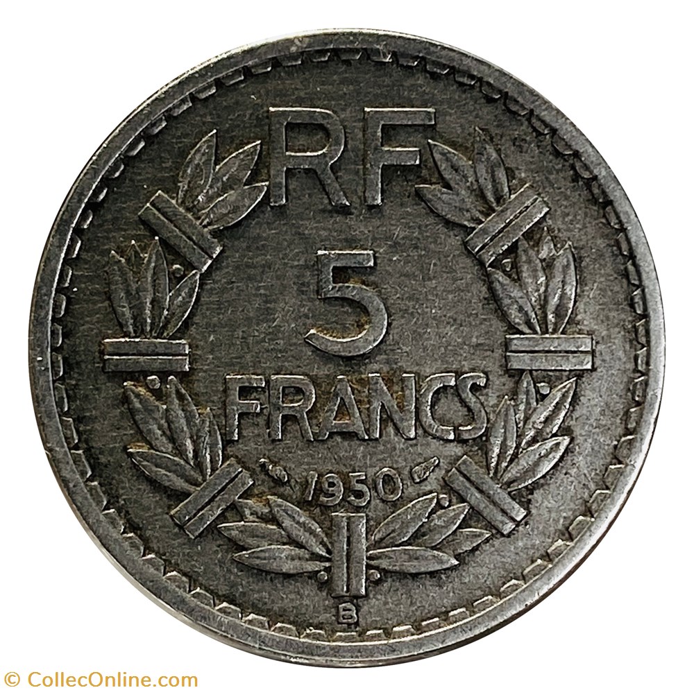 5 Francs Lavrillier Aluminium - 1950B monnaies monde france 5 francs lavrillier aluminium 1950b