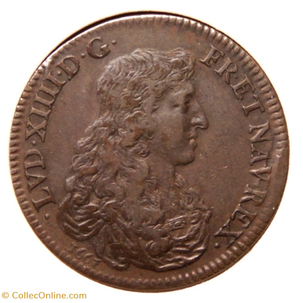 Louis XIV, Extraordinaire des guerres. 1663 Cuivre. monnaies paranumismatique jetons poids louis xiv extraordinaire des guerres 1663 cuivre