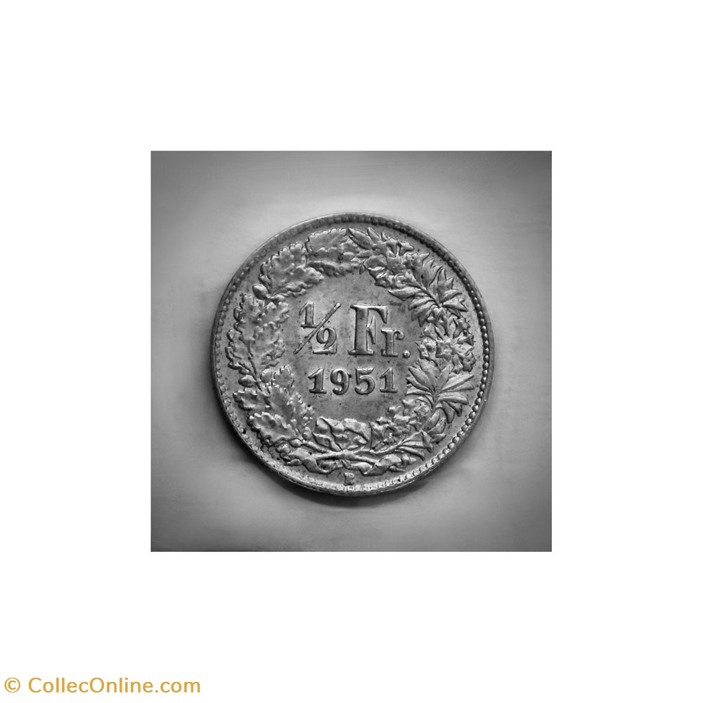1/2 Franc 1951 B monnaies monde suisse 1 2 franc 1951 b
