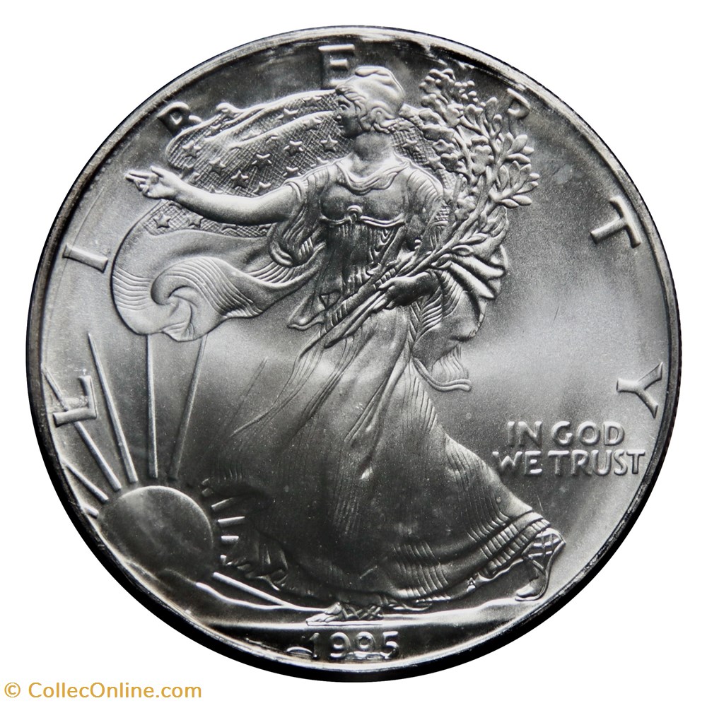 1 Dollar - Silver Eagle, 1995 (San Francisco ou West Point) monnaies monde etats unis 1 dollar silver eagle 1995 san francisco ou west point
