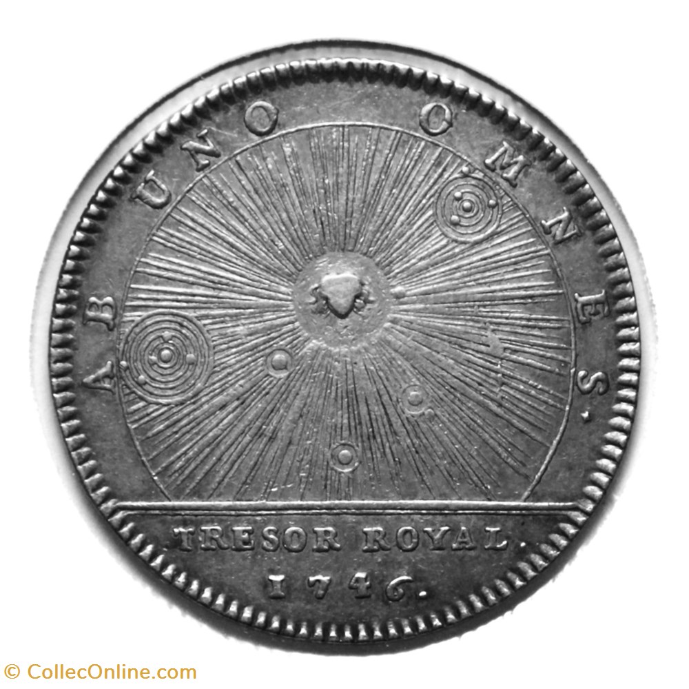 Louis XV, Trésor royal. 1746 Argent. monnaies paranumismatique jetons poids louis xv tresor royal 1746 argent