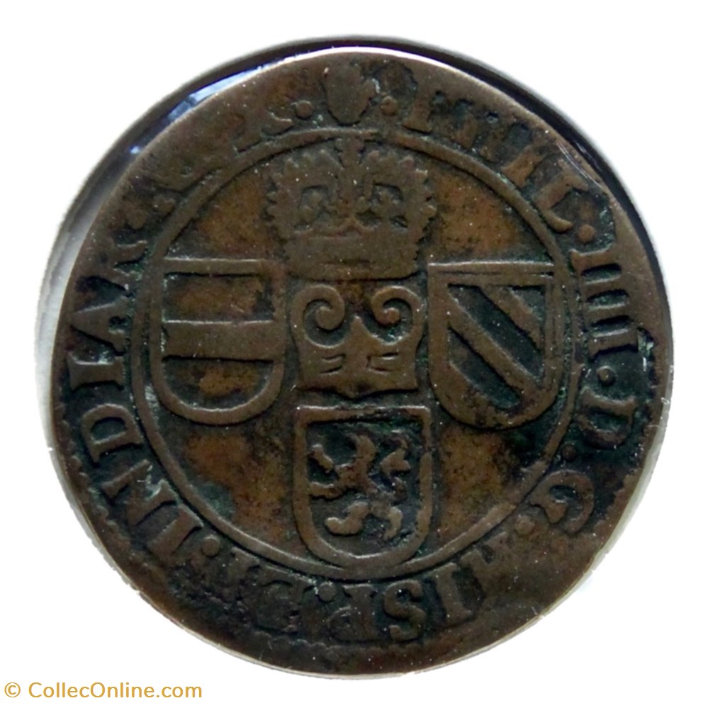 Philippe IV - Liard, 1643 Anvers monnaies europe medievale pays bas bourguignons philippe iv liard 1643 anvers