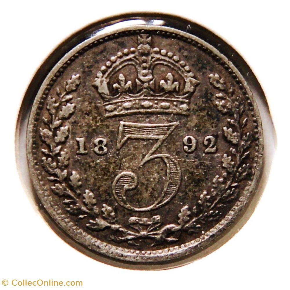 Victoria - 3 Pence 1892. monnaies monde royaume uni victoria 3 pence 1892