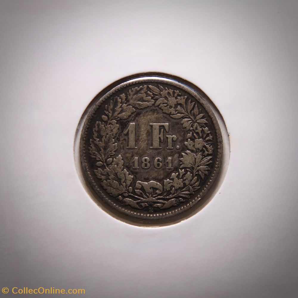1 Franc 1861 B Helvetia assise monnaies monde suisse 1 franc 1861 b helvetia assise