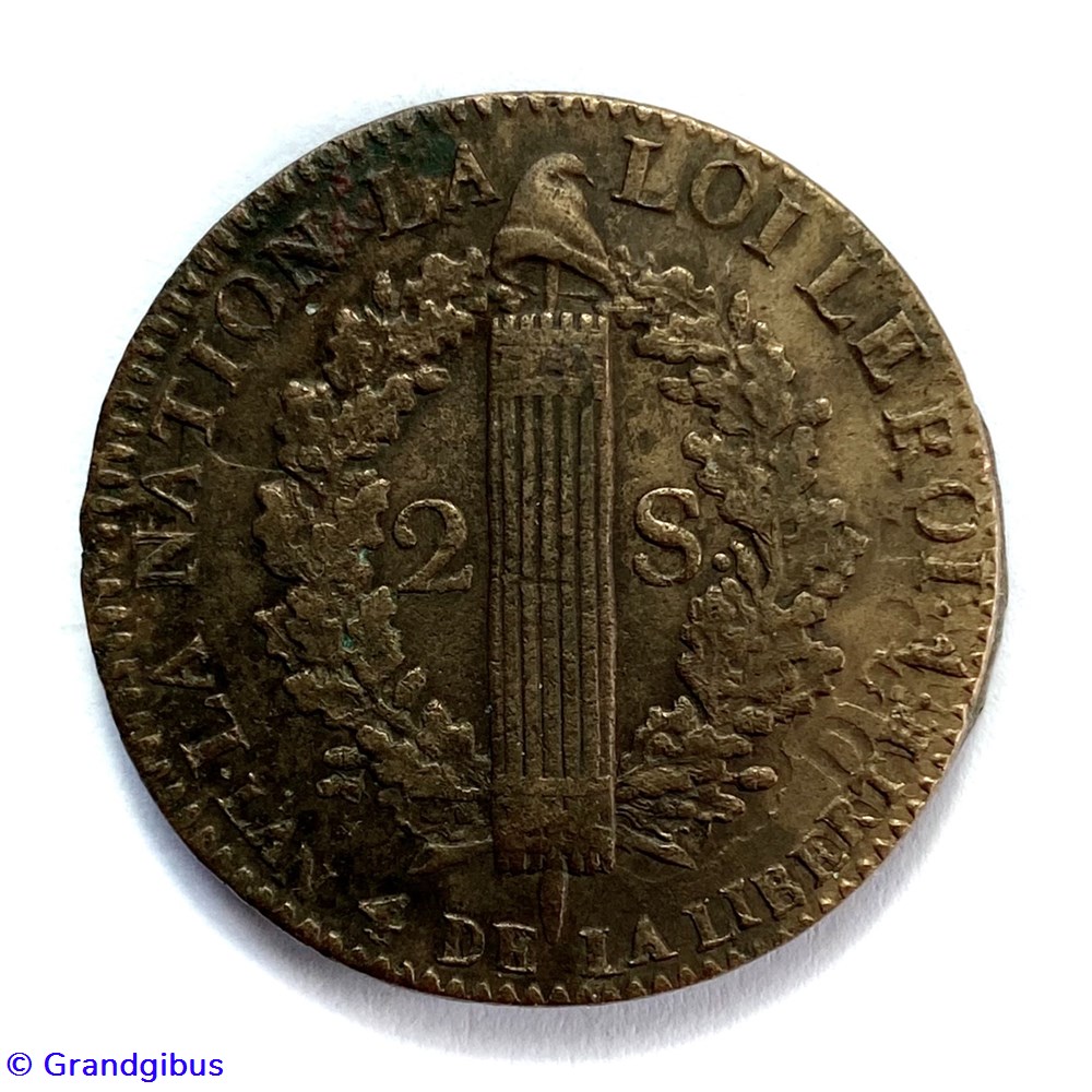monnaies monde france louis xvi 1792 2 sols au faisceau