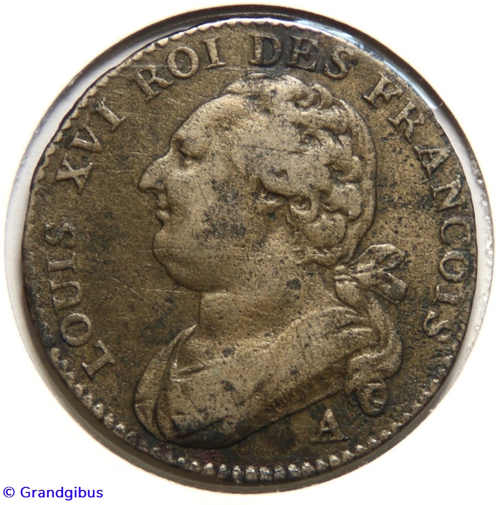 Louis XVI, 1791 𝐀 - 12 Deniers au faisceau. monnaies monde france louis xvi 1791 12 deniers au faisceau