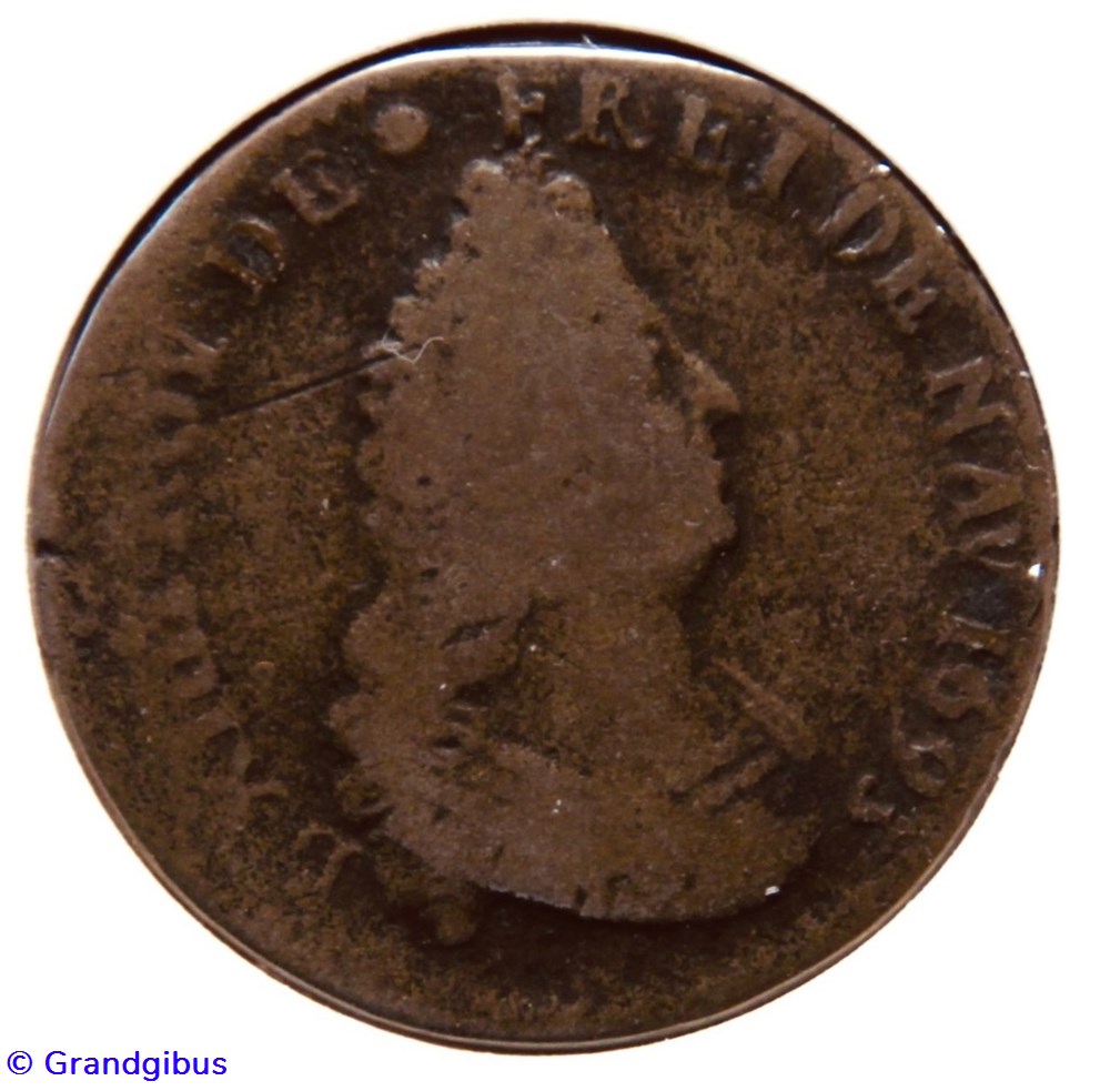Liard de France 1693L♔ monnaies europe medievale royales liard de france 1693l