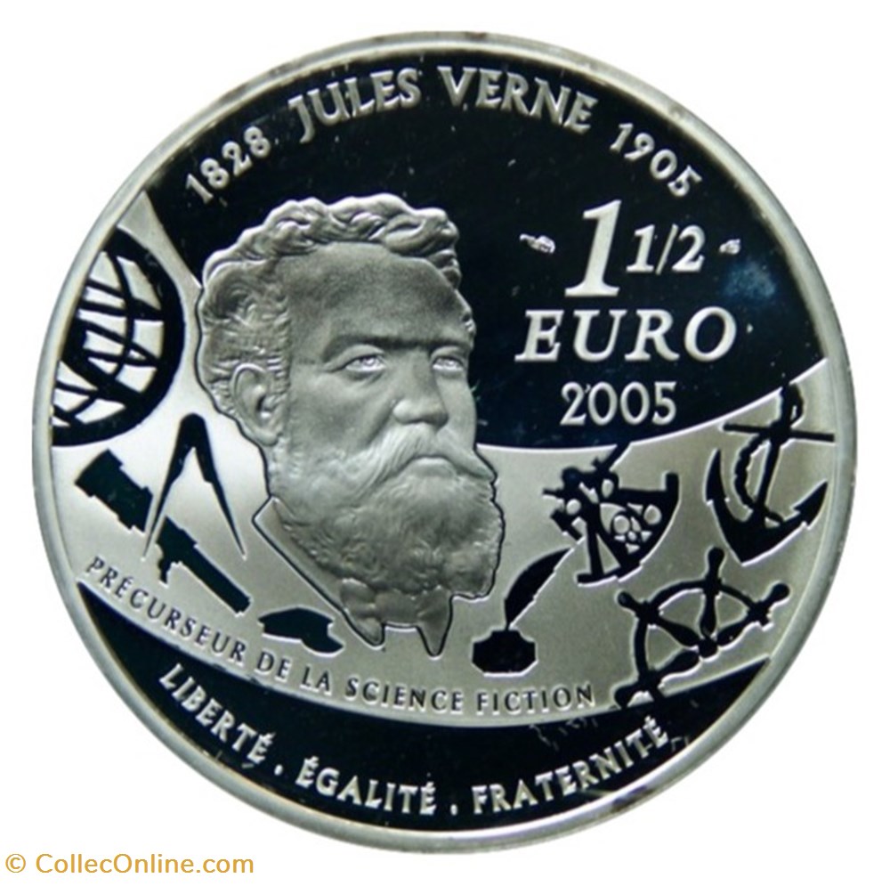 1 € 1/2 Argent 2005 De la Terre à la Lune monnaies euros france 1 1 2 argent 2005 de la terre a la lune