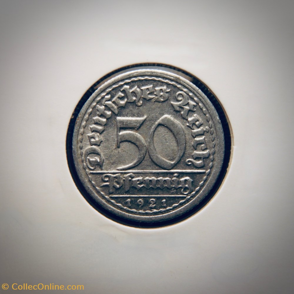 50 Pfennig 1921 G monnaies monde allemagne 50 pfennig 1921 g