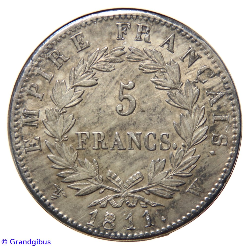 monnaies monde france 5 fr empire francais 1811 w napoleon tete lauree