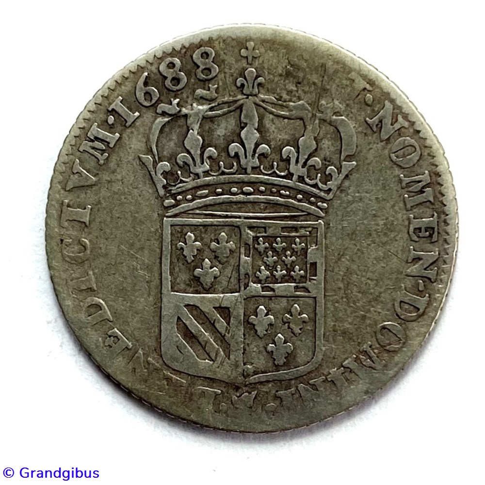 monnaies europe medievale france royales huitieme ecu de flandre 1688l