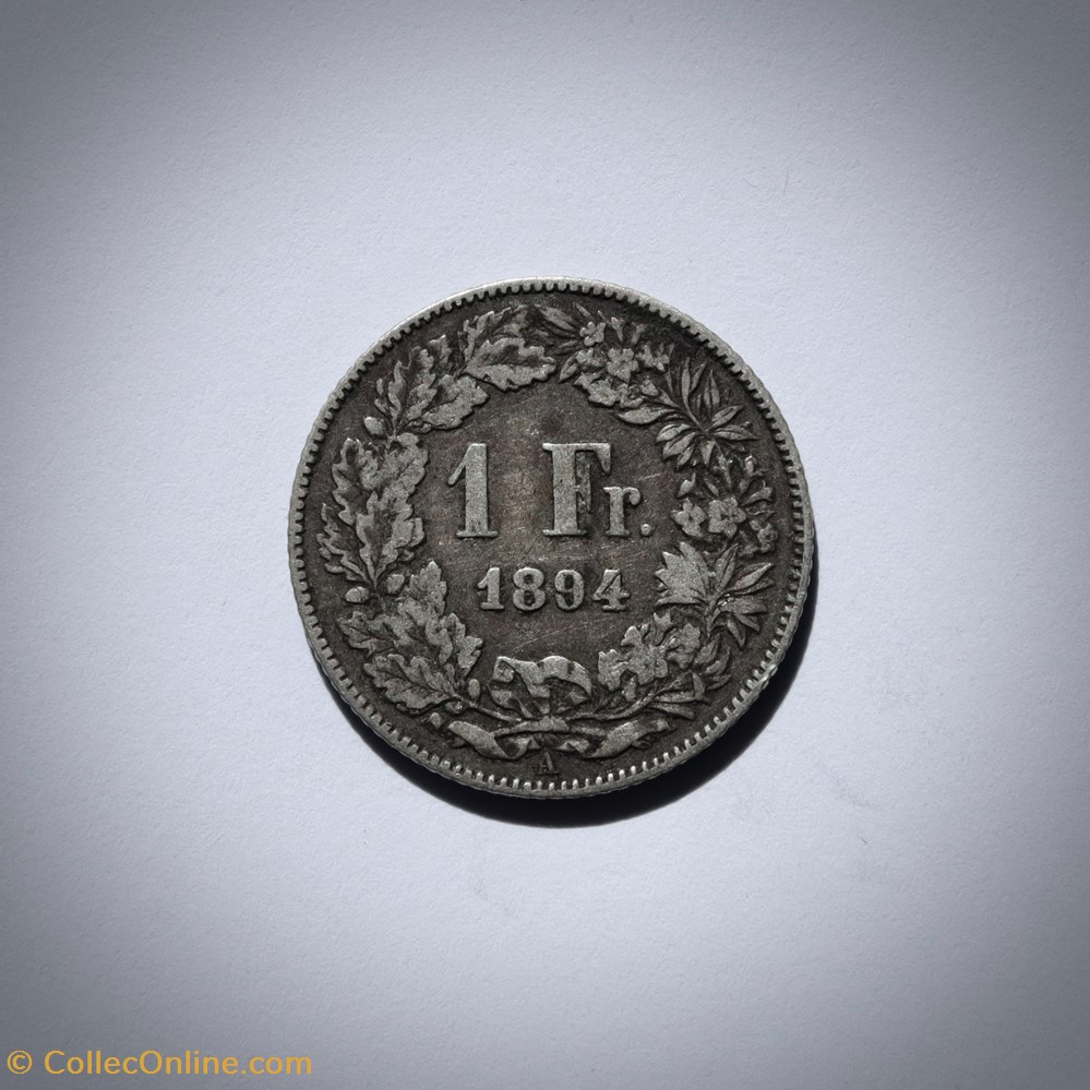 1 Franc 1894 𝐀 Helvetia debout monnaies monde suisse 1 franc 1894 helvetia debout