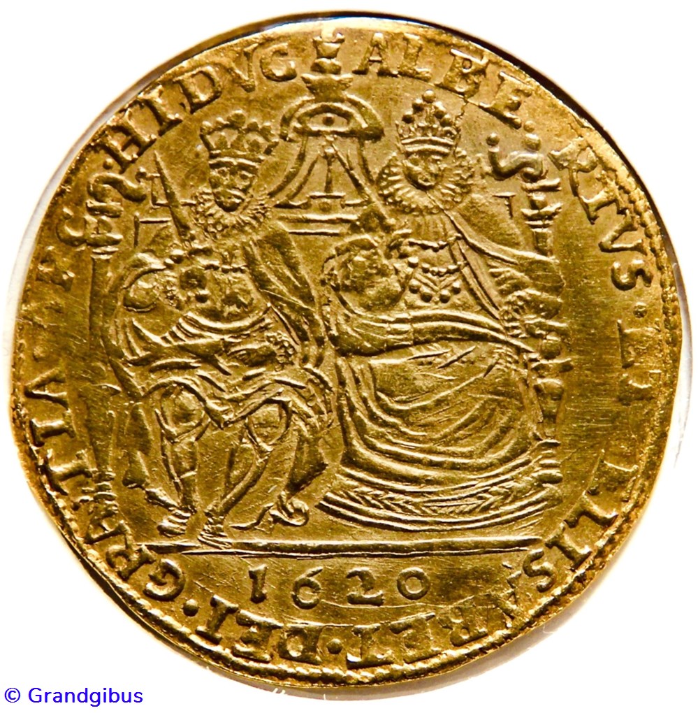 Albert & Isabelle - Double souverain d'or, 1620 Tournai monnaies europe medievale pays bas espagnols albert isabelle double souverain or 1620 tournai