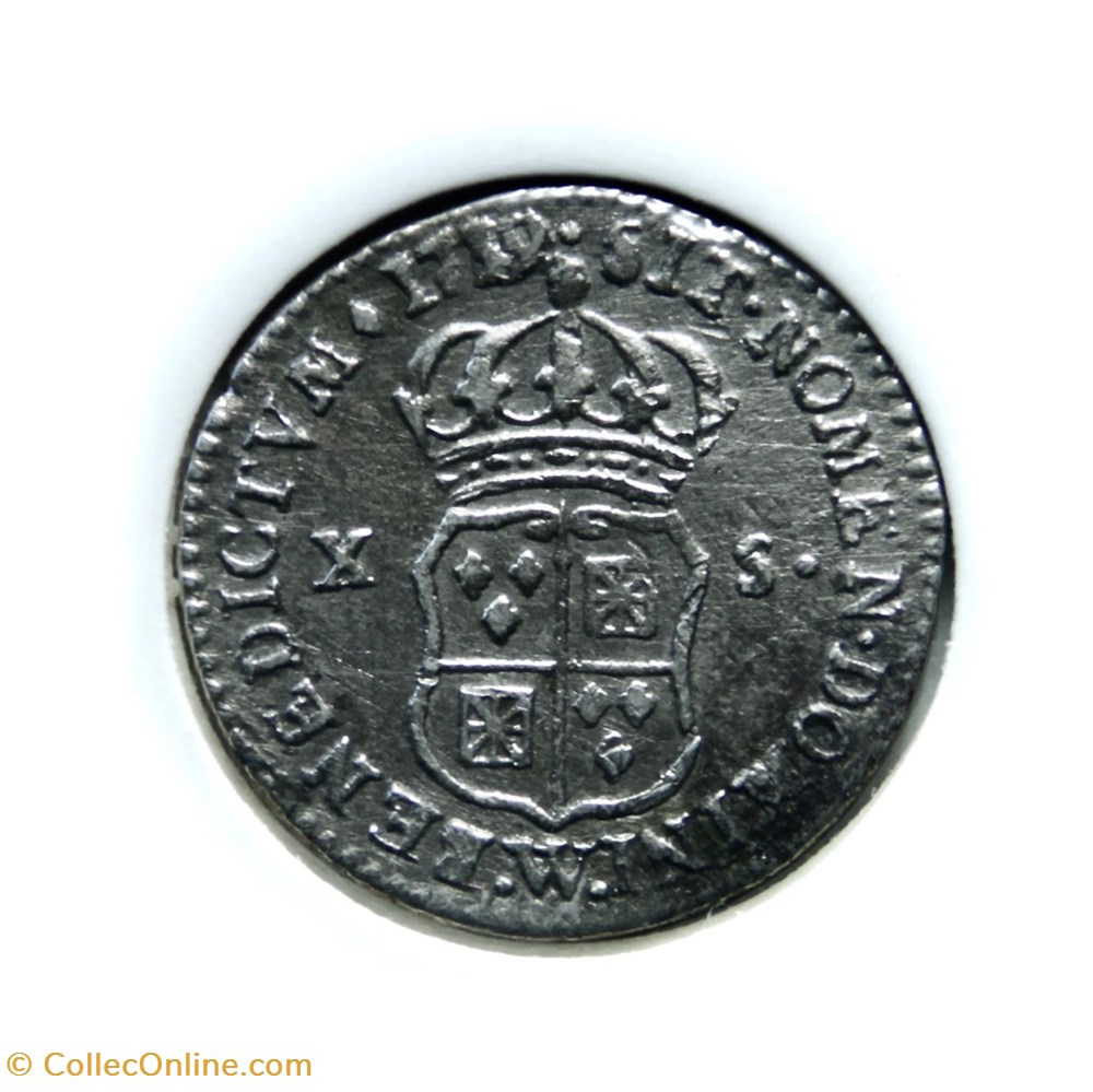 Louis XV 1719W X Sols de Navarre monnaies europe medievale france royales louis xv 1719w x sols de navarre