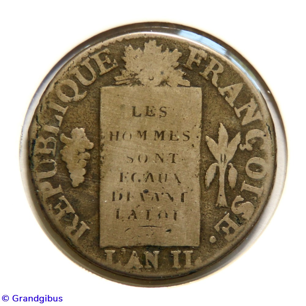 1 Sol à la balance. An 𝐈𝐈 𝐃• (1793). monnaies monde france 1 sol a la balance an 1793