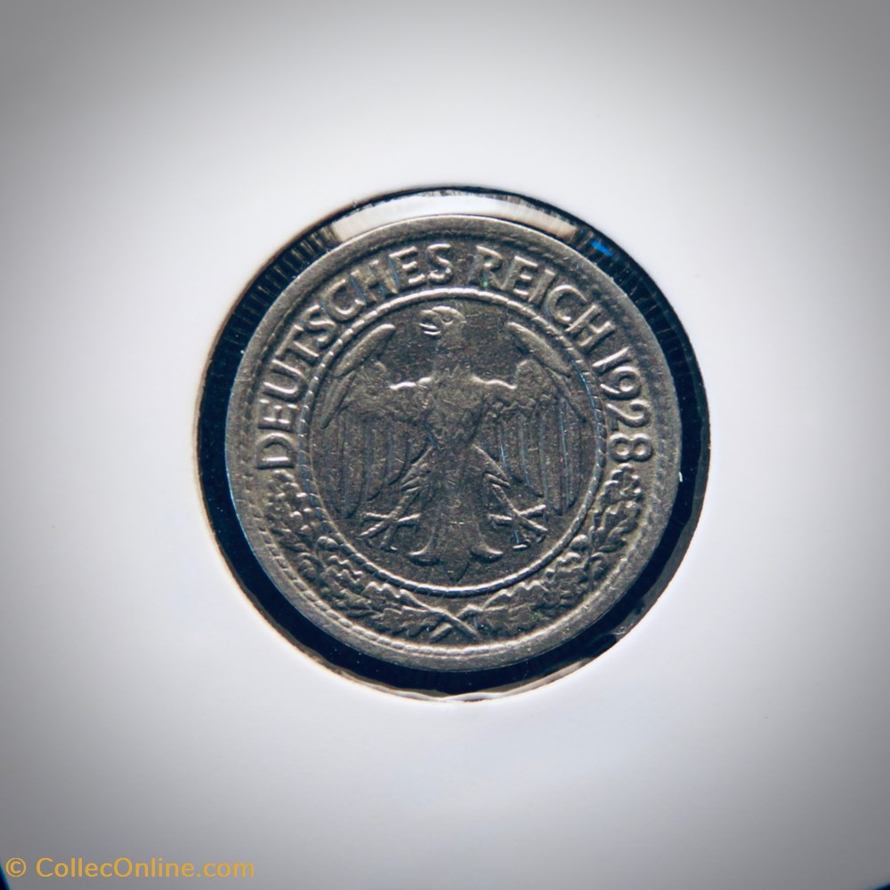 monnaies monde allemagne 50 reichspfennig 1928 f