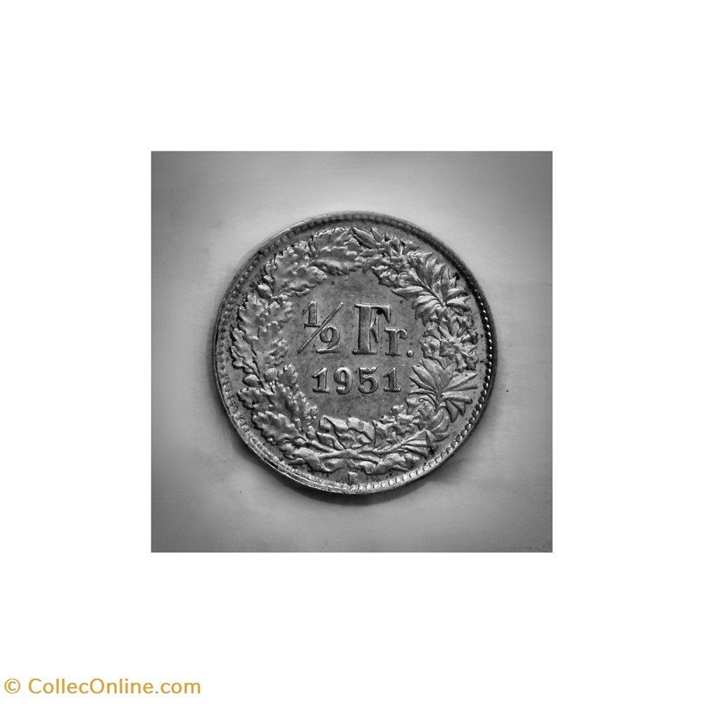 1/2 Franc 1951 B monnaies monde suisse 1 2 franc 1951 b
